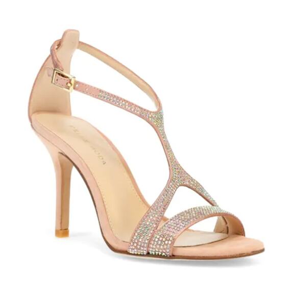Pelle Moda Karisa Platform Heels 9 Pink Suede NWOT Sandals Jewel Glam Cocktail - Picture 1 of 7